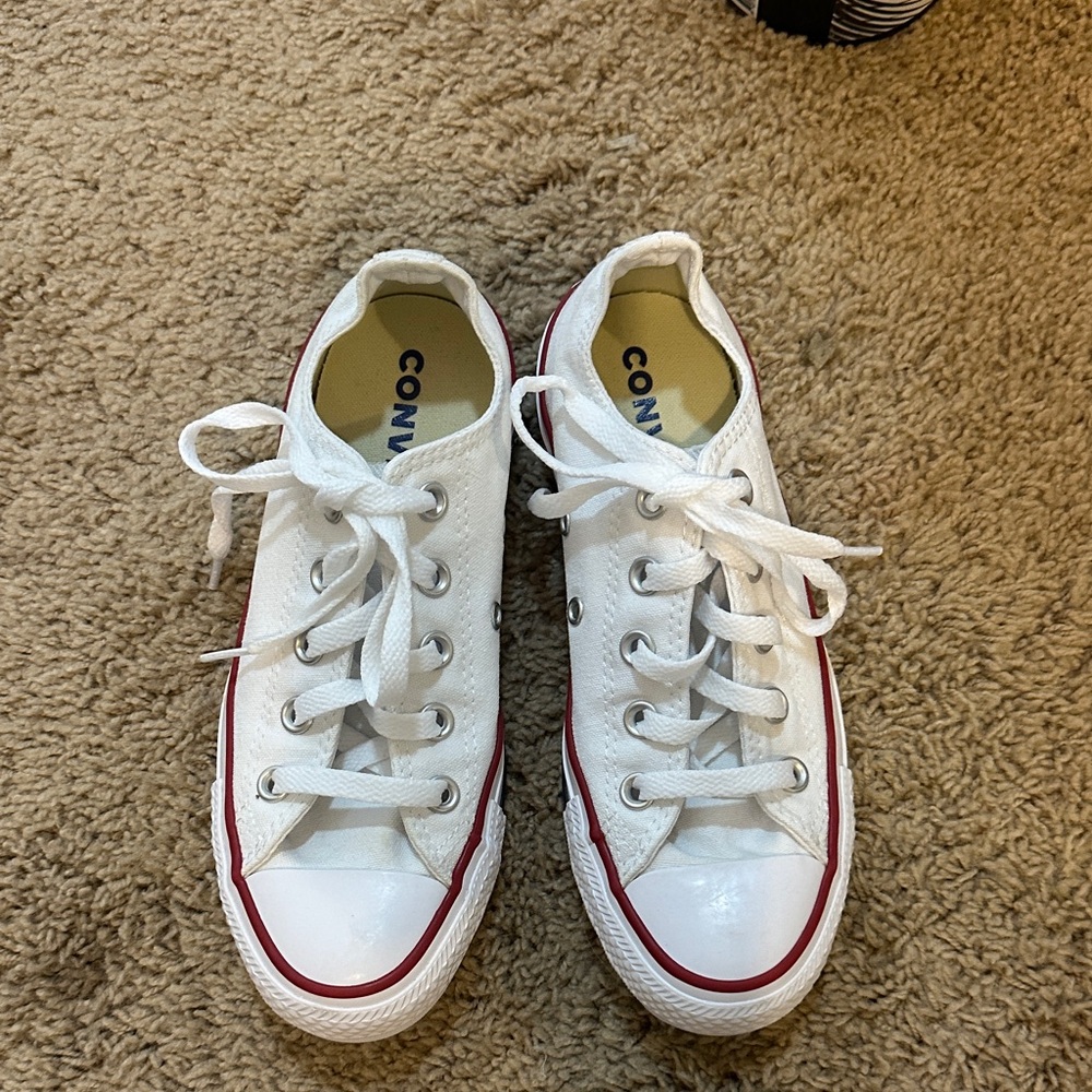 Converse White and Red Low-Top Sneakers - Picture 2 of 12